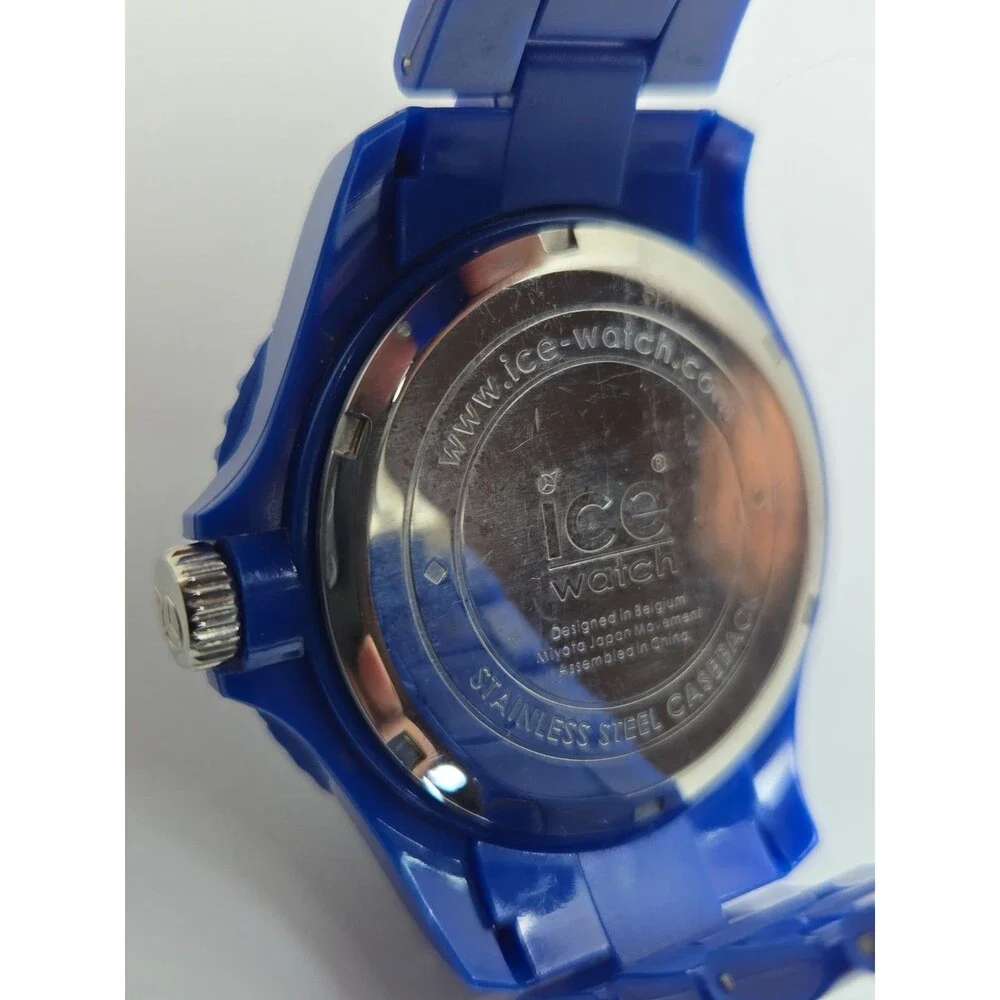 Mens Ice Watch Classic Solid Big Blue 46mm Rotating Bezel Watch New Battery